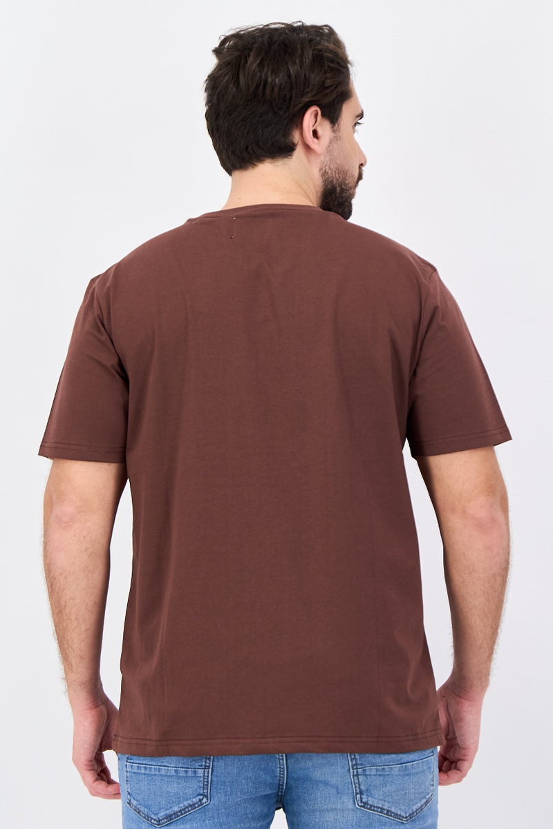 Fudo Men Regular Fit Crew Neck Short Sleeve T-Shirt, Brown - Image 3